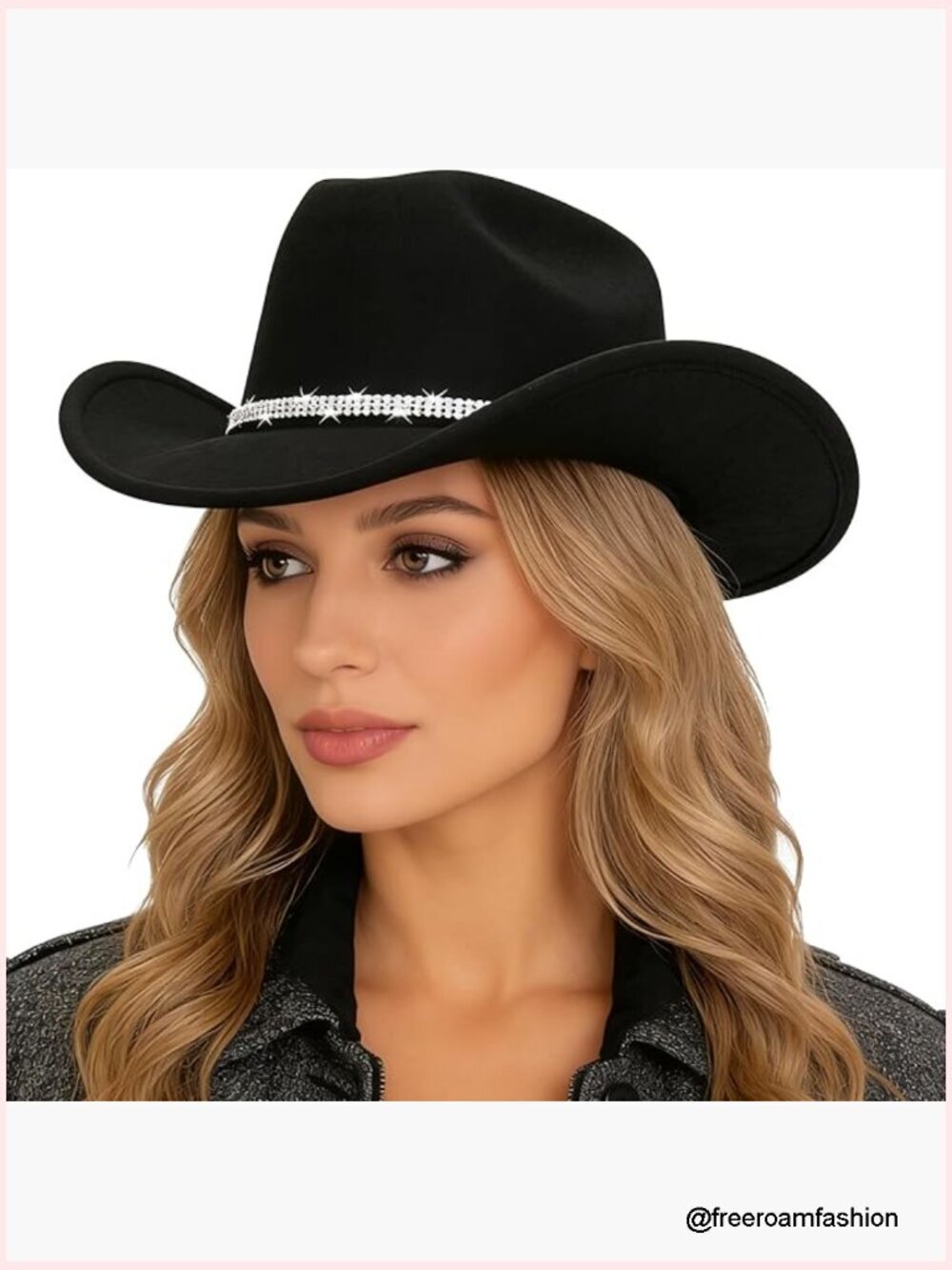 Sparkly Rhinestone Western Cowgirl Hat Felt Rodeo Hat Disco Party